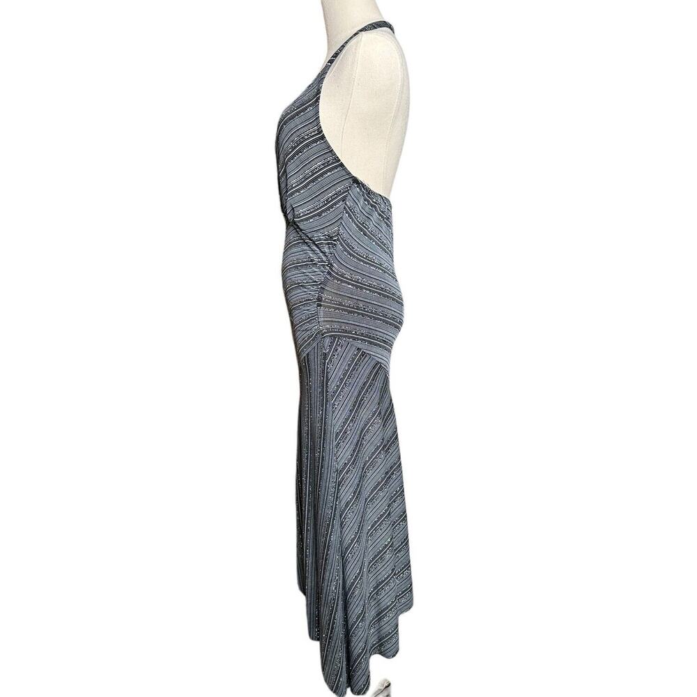 Vtg Y2K Charlotte Russe Black Silver Asymmetrical Hem Prom Party Halter Dress L - Picture 5 of 11
